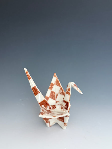 Paper Crane - Brown Checker