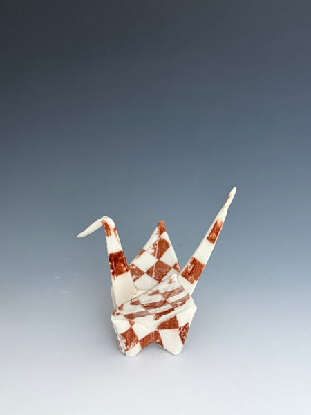 Paper Crane - Brown Checker