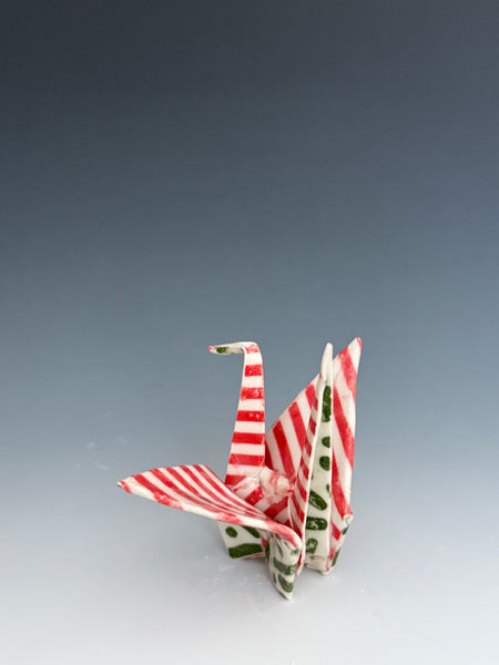 Paper Crane - Red and Green Patterns