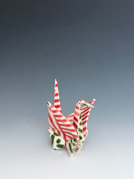 Paper Crane - Red and Green Patterns