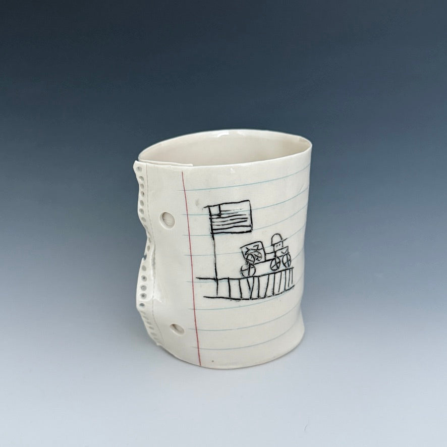 Doodle cup: Trucks, Train tracks and hearts