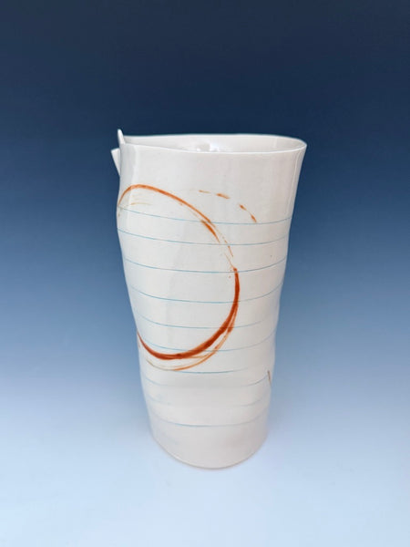 Blank Notebook paper with circle coffee stains.