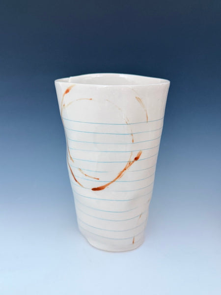 Blank Notebook paper tumbler with stains