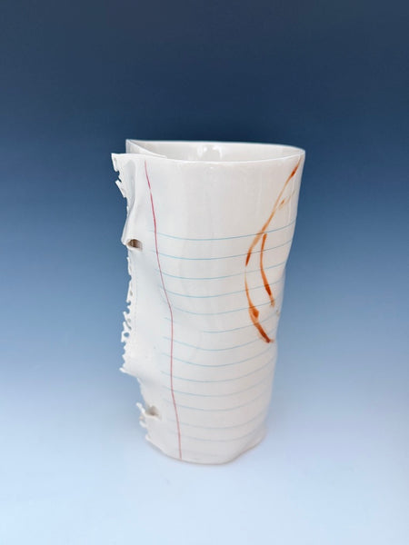 Blank Notebook paper tumbler with stains
