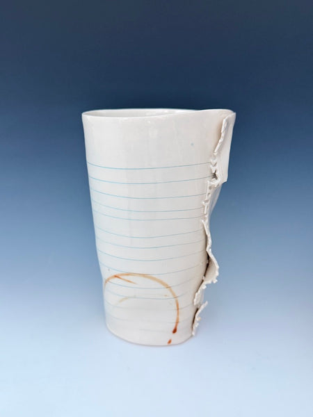 Blank Notebook paper tumbler with stains