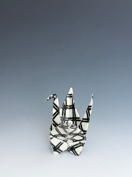 Paper Crane - B&W checked